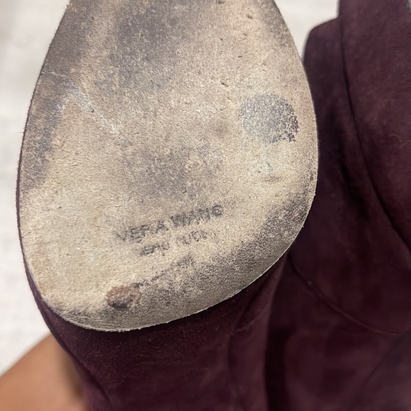 Authentic Vera Wang Royce Peep Toe Purple Booties w/ Ankle Bow | Size 36.5 EU - Picture 10 of 12